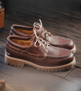 Madden three-eyelet sailing sneakers, loafers, British vintage spring shoes, old money style cargo leather