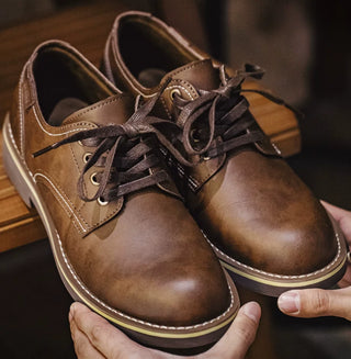 Madden men's retro derby shoes new low-top cargo shoes, American big toe round toe casual, old style brown leather shoes