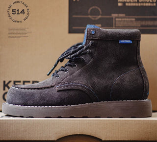Madden Moccasin Cargo Boots New Spring Men's Suede Leather Platform Mid-Calf American Vintage Martin Boots
