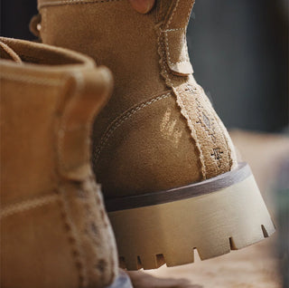 Men's Madden shoes, giant tooth cargo boots, new mid-cut leather Martin boots, American vintage casual thick-soled heightened boots