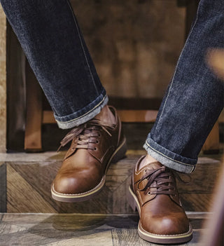 Madden men's retro derby shoes new low-top cargo shoes, American big toe round toe casual, old style brown leather shoes