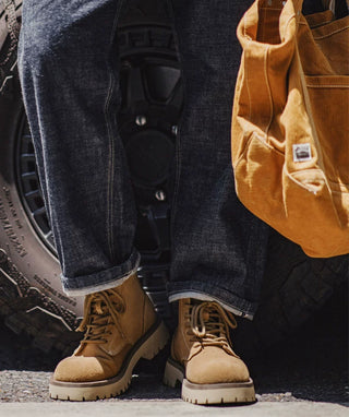 Men's Madden shoes, giant tooth cargo boots, new mid-cut leather Martin boots, American vintage casual thick-soled heightened boots