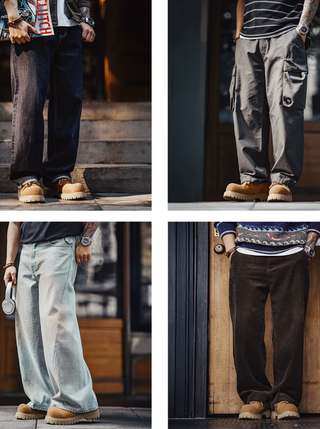Madden Brown Derby Rhubarb Boots Low Platform American Heightened Elevated Commuter Workwear Big Round Head Male Model Shoes