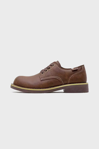 Madden men's retro derby shoes new low-top cargo shoes, American big toe round toe casual, old style brown leather shoes